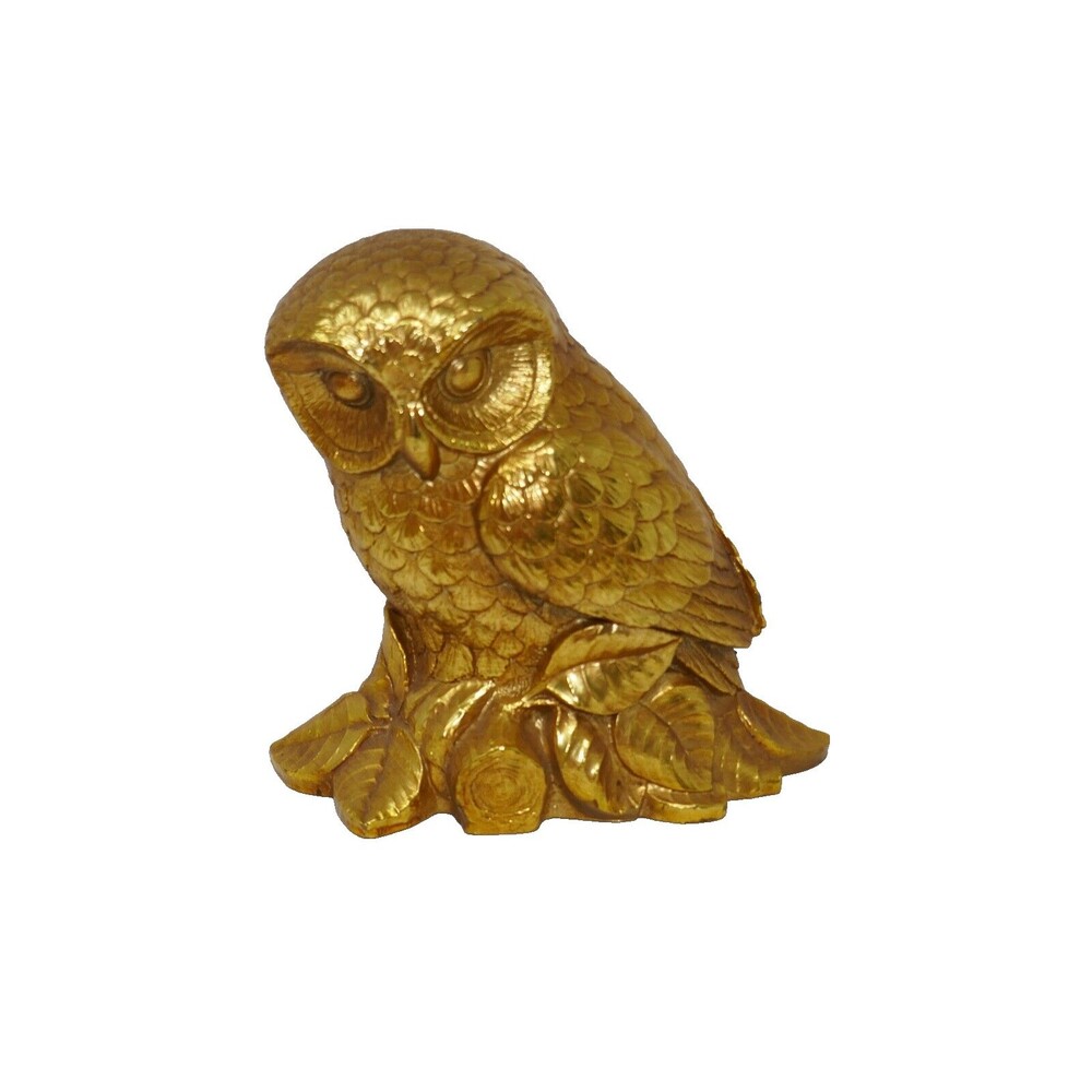 Syroco Syracuse New York Gold Toned Owl Figurine USA Made